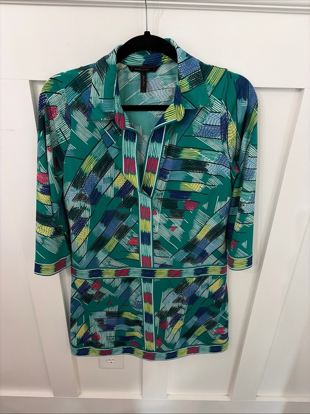 Women’s Teal Patterned BCBGMAXAZRIA retro dress